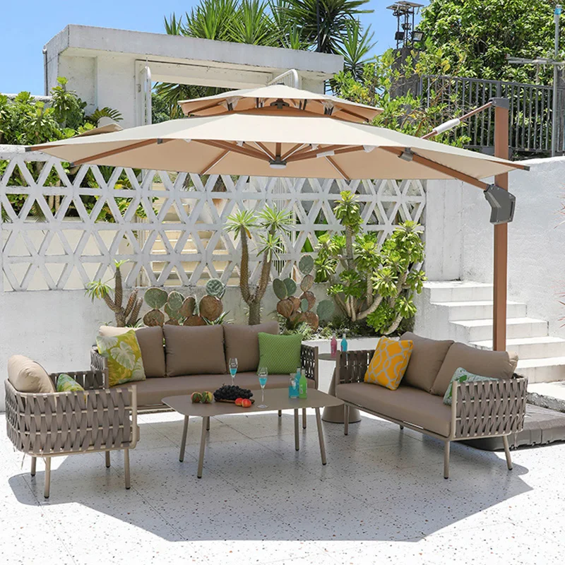 Italian Style Designer Courtyard Villa Garden Sofas Rattan Weaving Simplicity Garden Sofas Modern Outdoor Furniture Divano HBOS