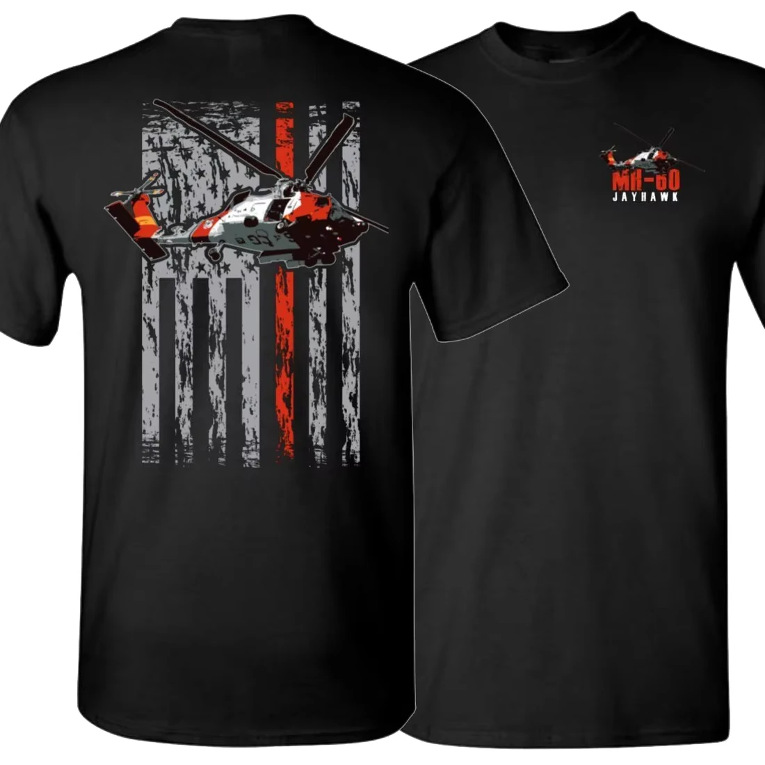 2026 American Flag Coast Guard MH-60 Helicopter T-Shirt  Cotton O-Neck Summer Short Sleeve Casual Men
