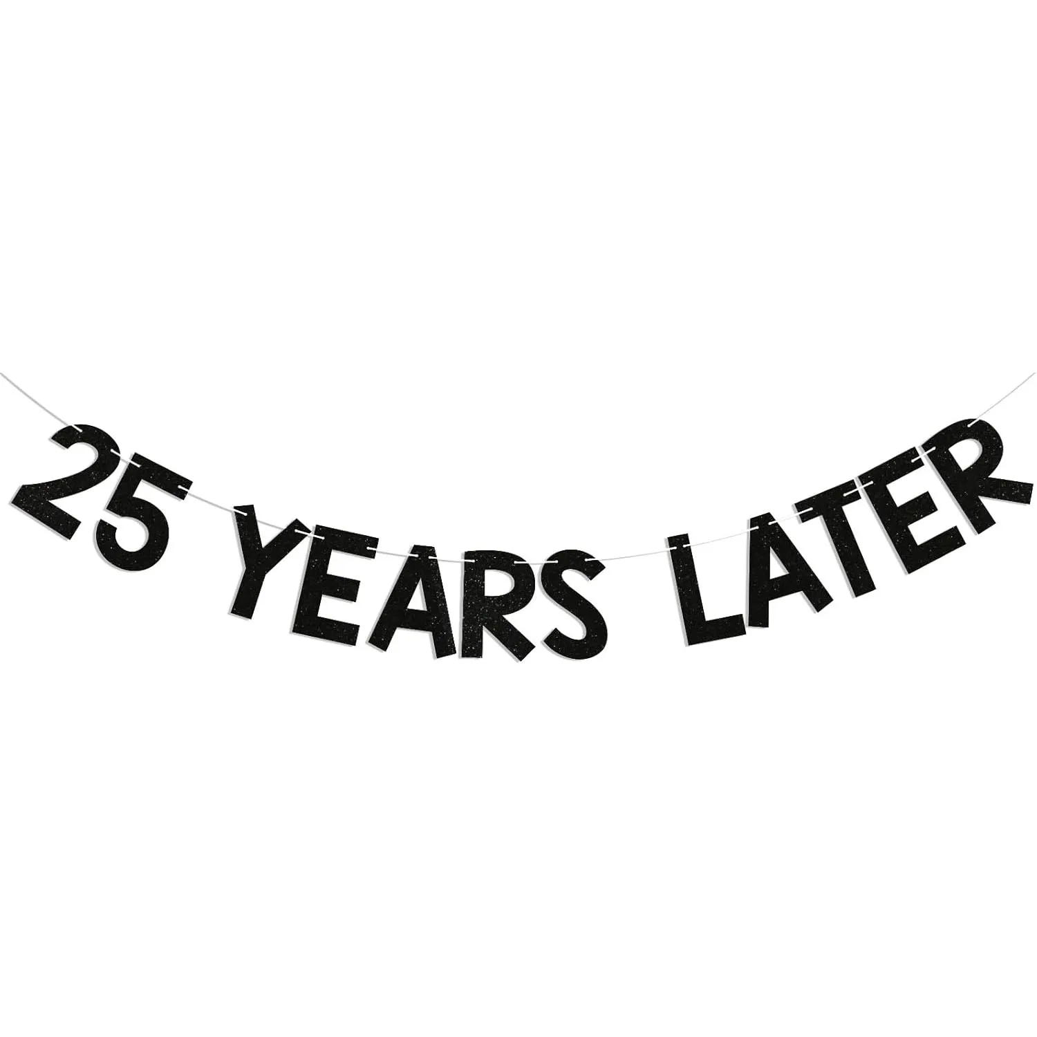 Banner de 25 anos depois – Decoração de crise de quarto de vida, salta até 25 anos, decorações de festa de feliz 25o aniversário preto