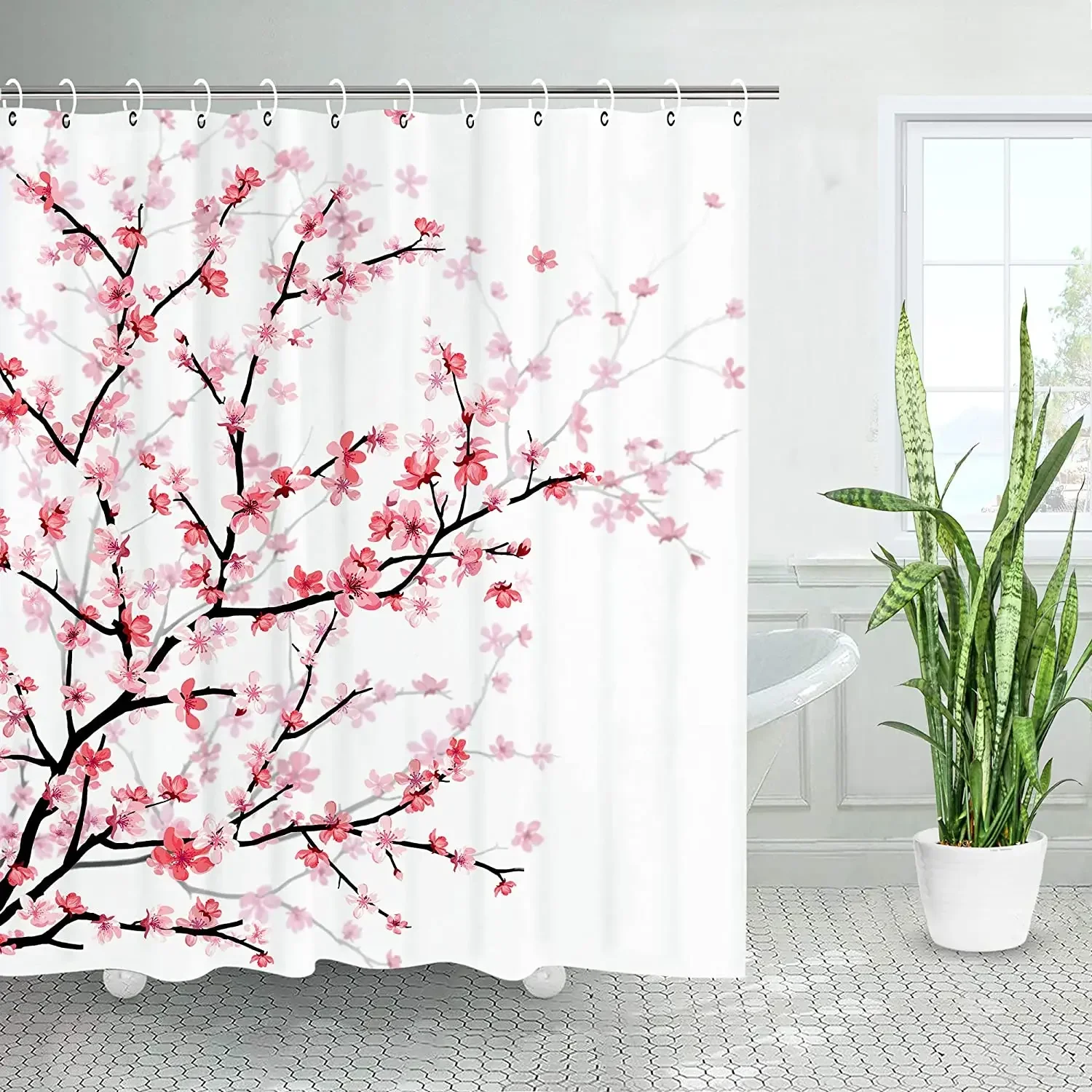 Floral Shower Curtains for Bathroom Flower Watercolor Plant Leaves Bathroom Curtain Home Decor Washable Bathroom Accessories Set