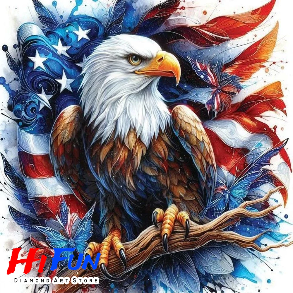 

5D патриотический белоголовый орлан в флагом США, алмазная живопись, полная круглая вышивка крестиком, мозаика своими руками, алмазная вышивка, подарок для мужчин