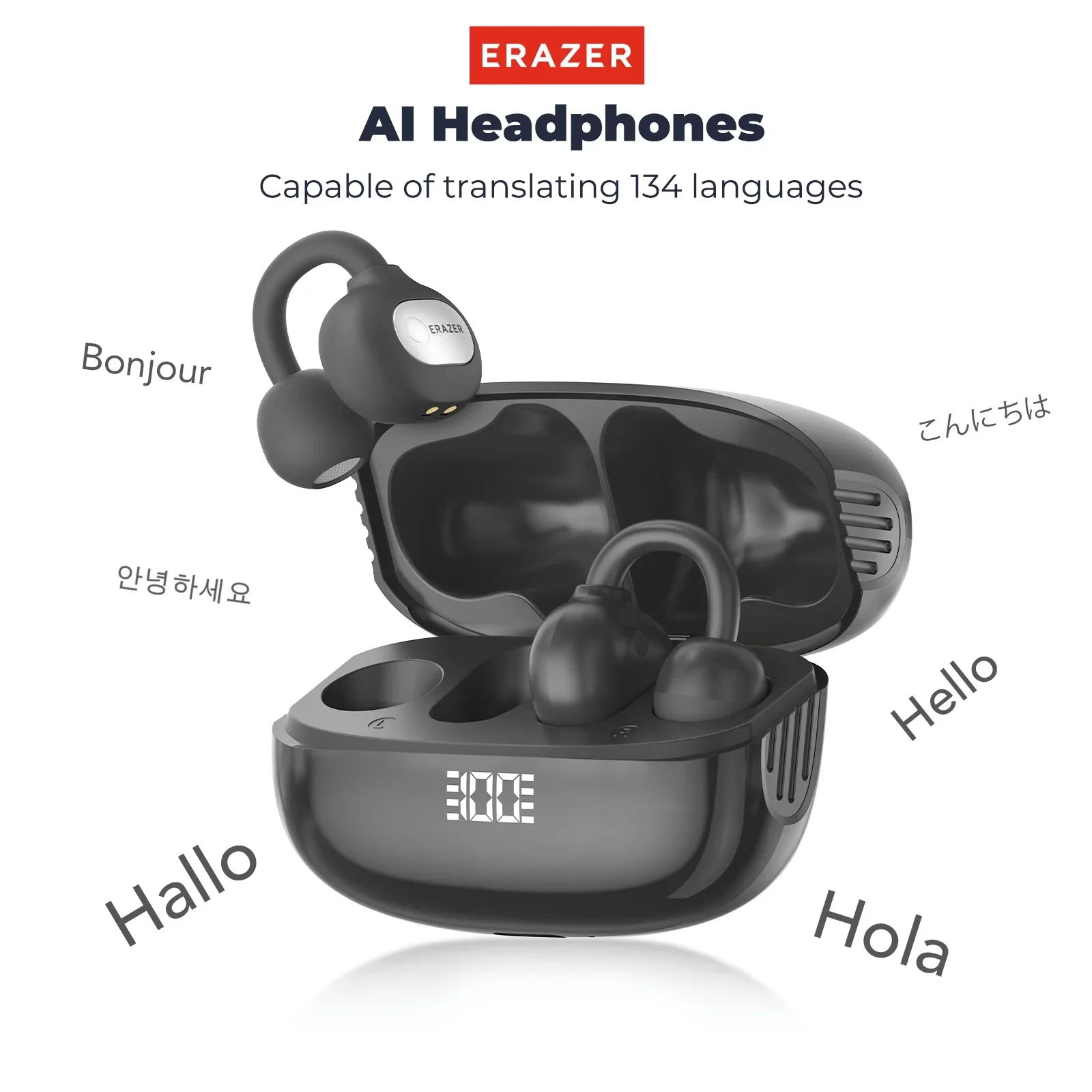 ERAZER XF50 Bluetooth V6.0 AI Earphones OWS Ear clip Headsets Sports Wireless Headphones with Mic Translator Earbuds Open-Ear