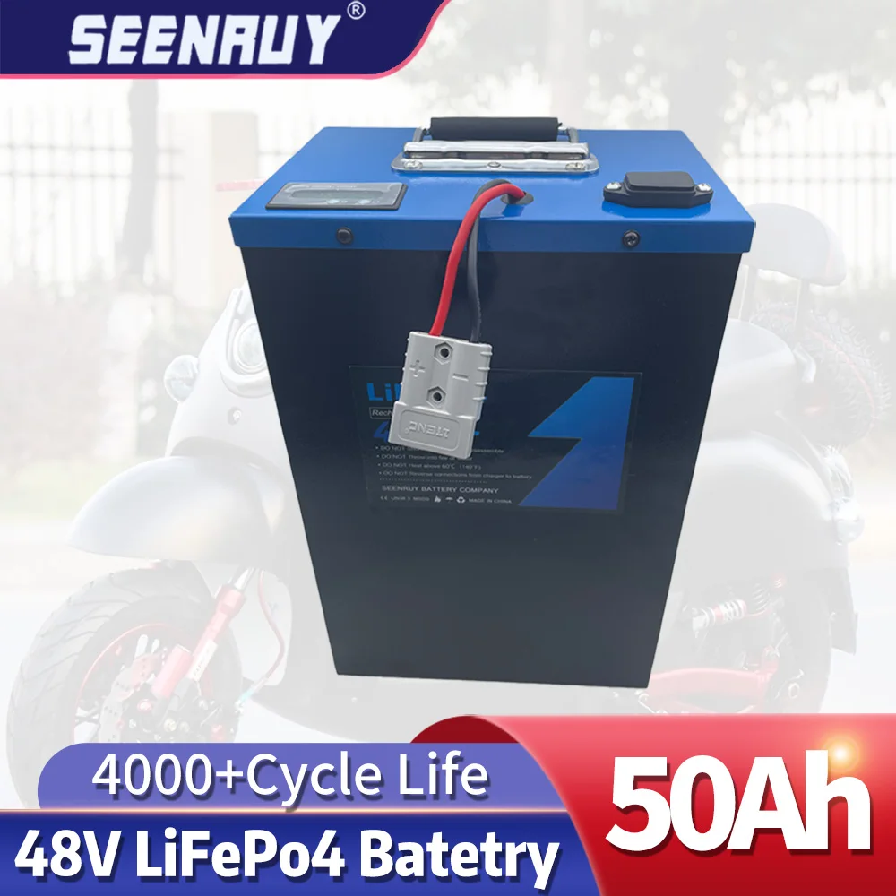 À prova dwaterproof água 48v 50ah lifepo4 48v 40ah bms bateria para 2000w trotinette bicicleta triciclo barco backup de energia + 5a carregador