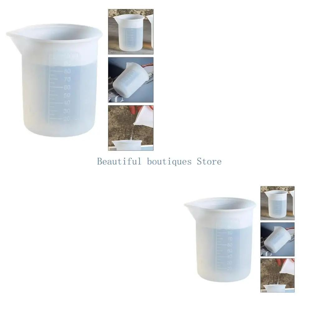 U4LF 100ml Resin Cup Non-Stick Silicone Cup Silicone Measuring Cup Reusable Mixing Cup with Precise Scale for DIY Jewelry