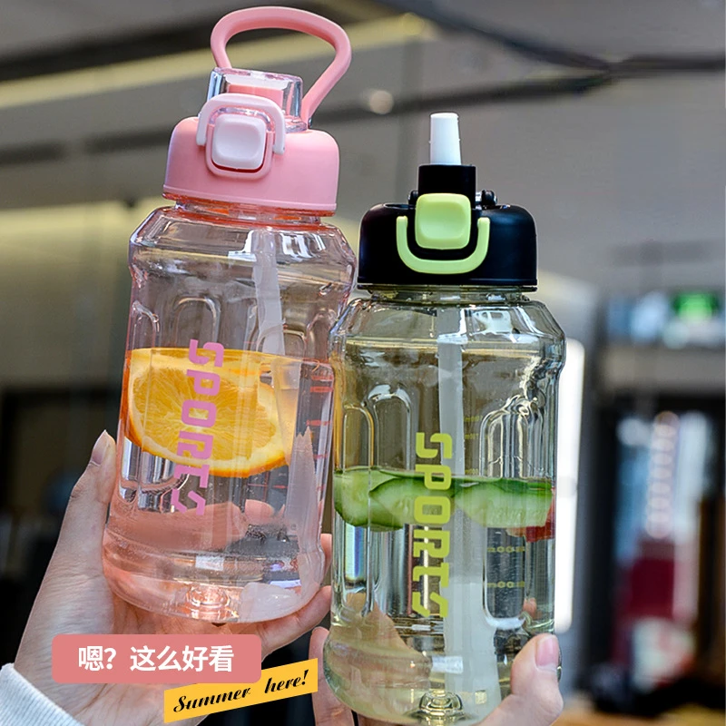 1000/800ML Sports Water Bottle Outdoor Bounce Cover Drink Cup with Handl Straw Cup Fitness Water Bottle Kitchen Drinkware