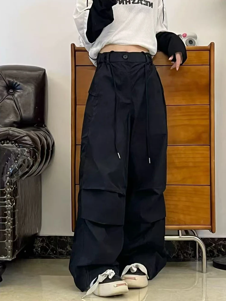 Pantalon Cargo Vintage américain pour femmes, Y2K, taille haute, Streetwear, ample, jambes larges, couleur unie, Baggy, droit, nouvelle collection automne
