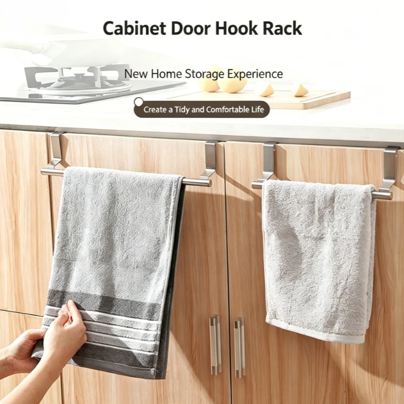 Stainless Steel Towel Rod, No-Drill Single Bar, Rustproof for Bathroom Use, Heavy Duty, Adhesive/Drill Optional, Modern Finish