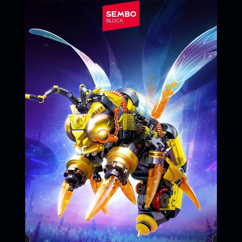 

SEMBO Mechanical Bee Patting Light Small Particle Building Block Assembly DIY Puzzle Toy Model Children Birthday Gift Toys