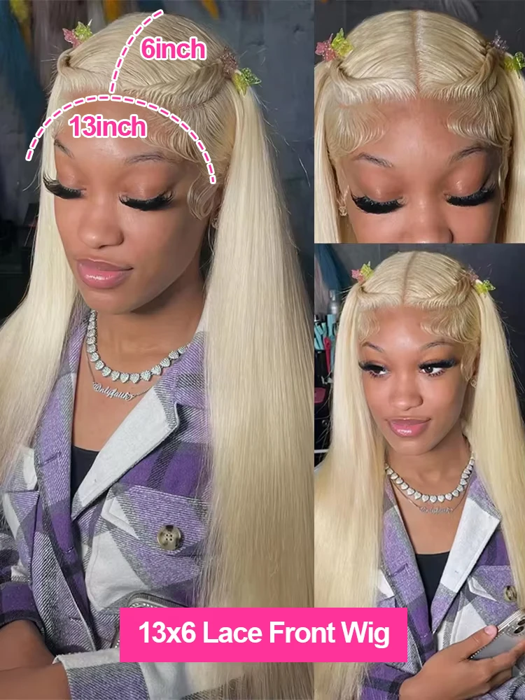 613 Lace Front Wig Straight Human Hair 13x6 Blonde Human Hair Wigs 200% Density Lace Front Wigs 32 Inch Human Hair Pre Plucked