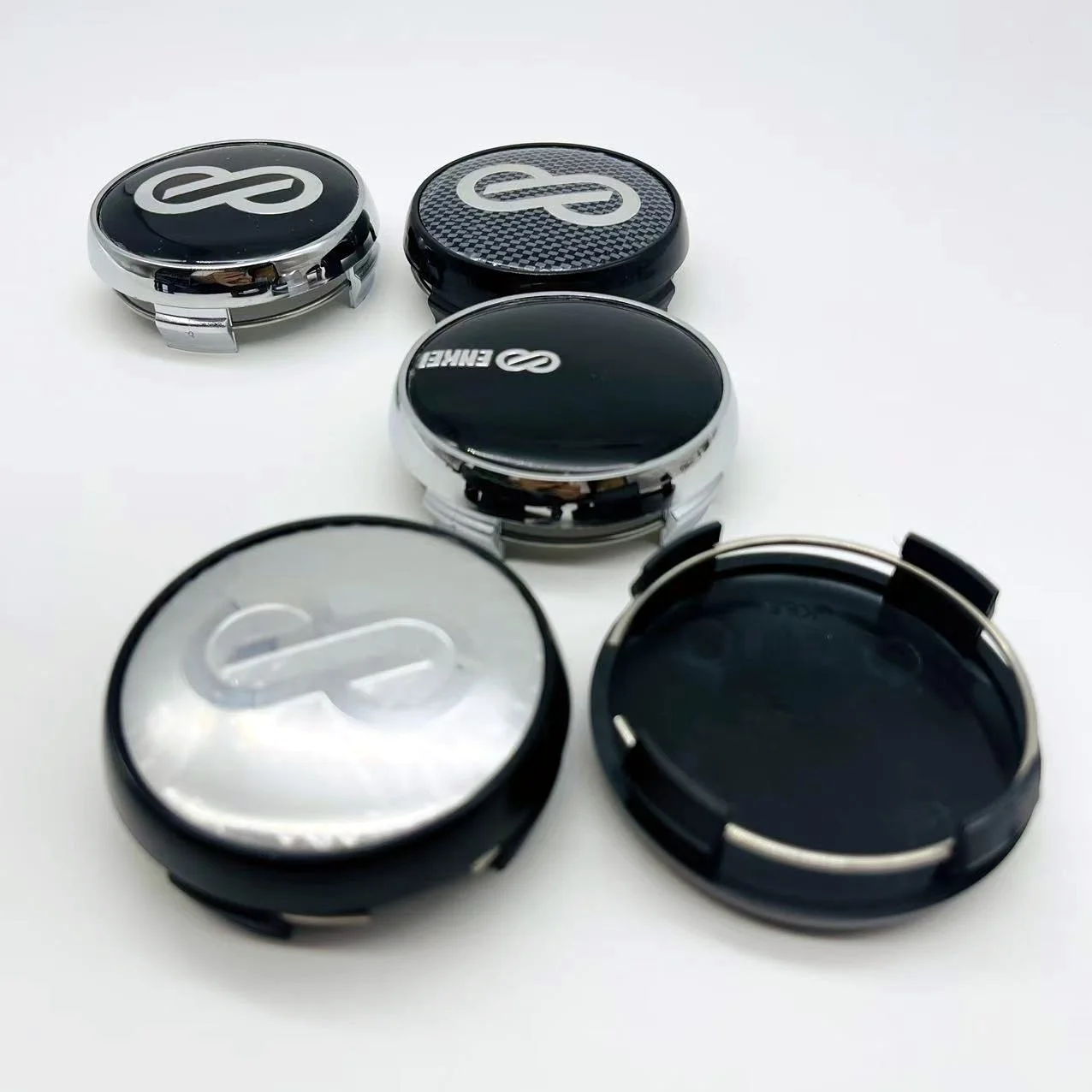 4PCS Sport Wheel Cap 65mm OD & 60mm Clip ENKEI Rim Caps Wheel Center Caps Car Cover Hub Cap Black & Silver view 2