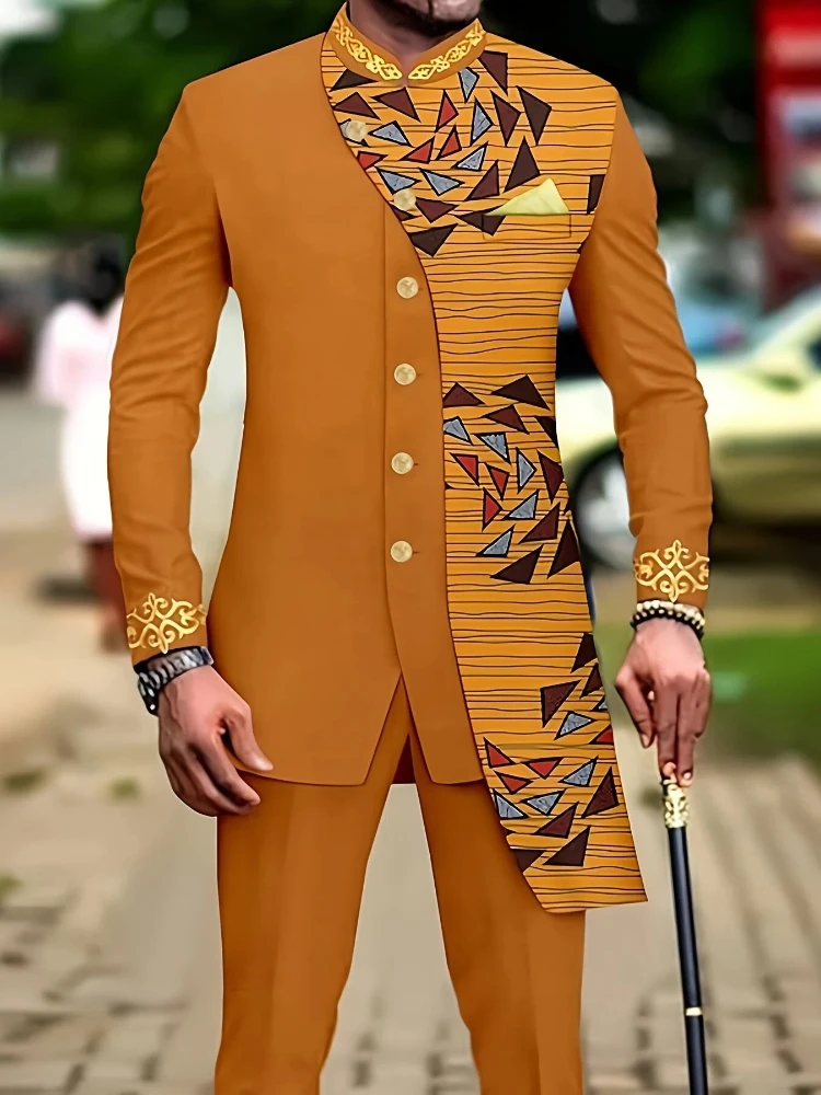 

Men's casual two-piece suit set with long sleeves