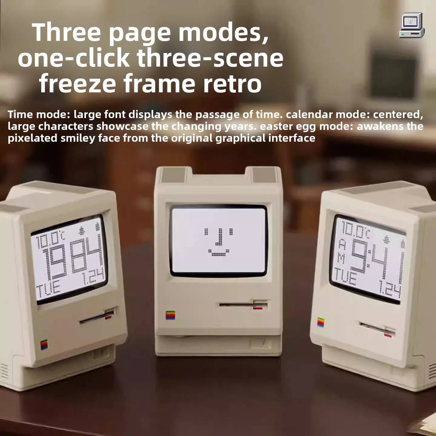 Maclock Retro Clock Creativity Alarm Clock Student Specific Wake Up Artifact Desktop Decor Computer Keyboard Accessories Gift