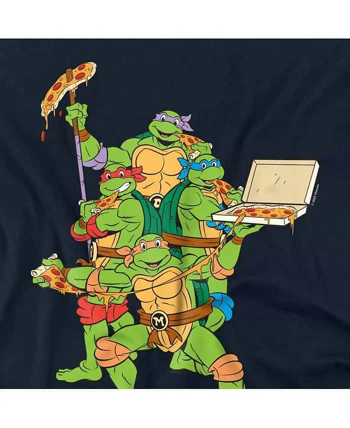 Classic Nostalgia # Teenage Mutant Ninja Turtles # Pizza Party Unisex Casual Versatile Round Neck Short Sleeved Cotton T-shirt