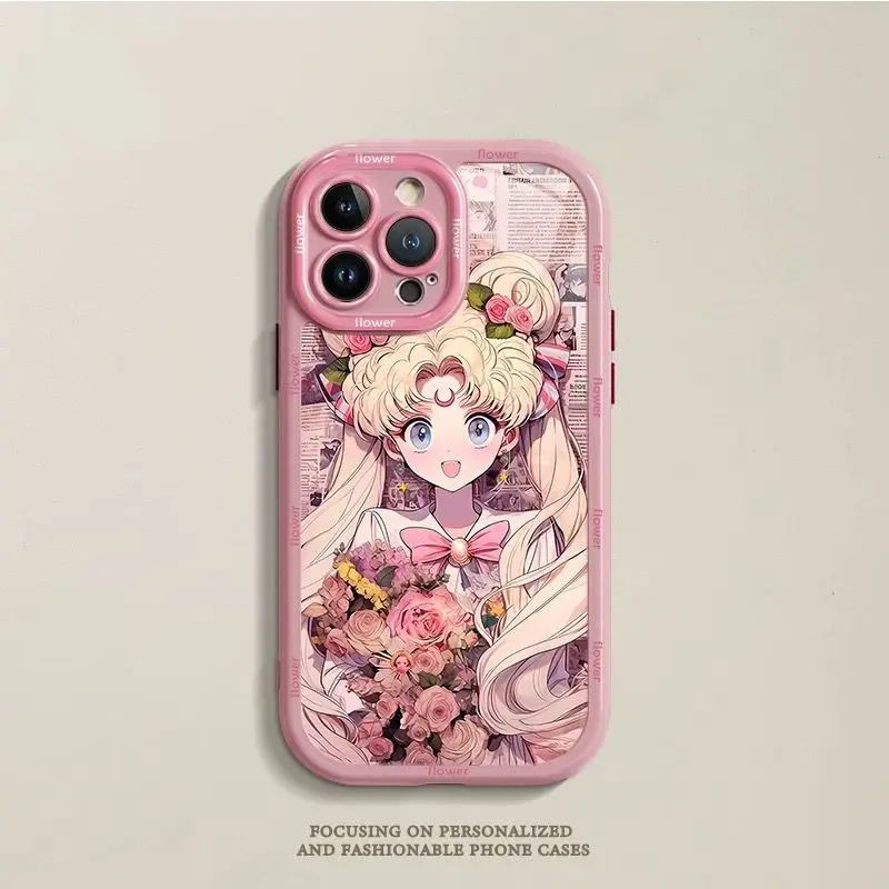 Sailor Moon cartoon kawaii phone case for iPhone15/14ProMax13 12/11 all-inclusive XS/XR/X anti-fall birthday gift wholesale