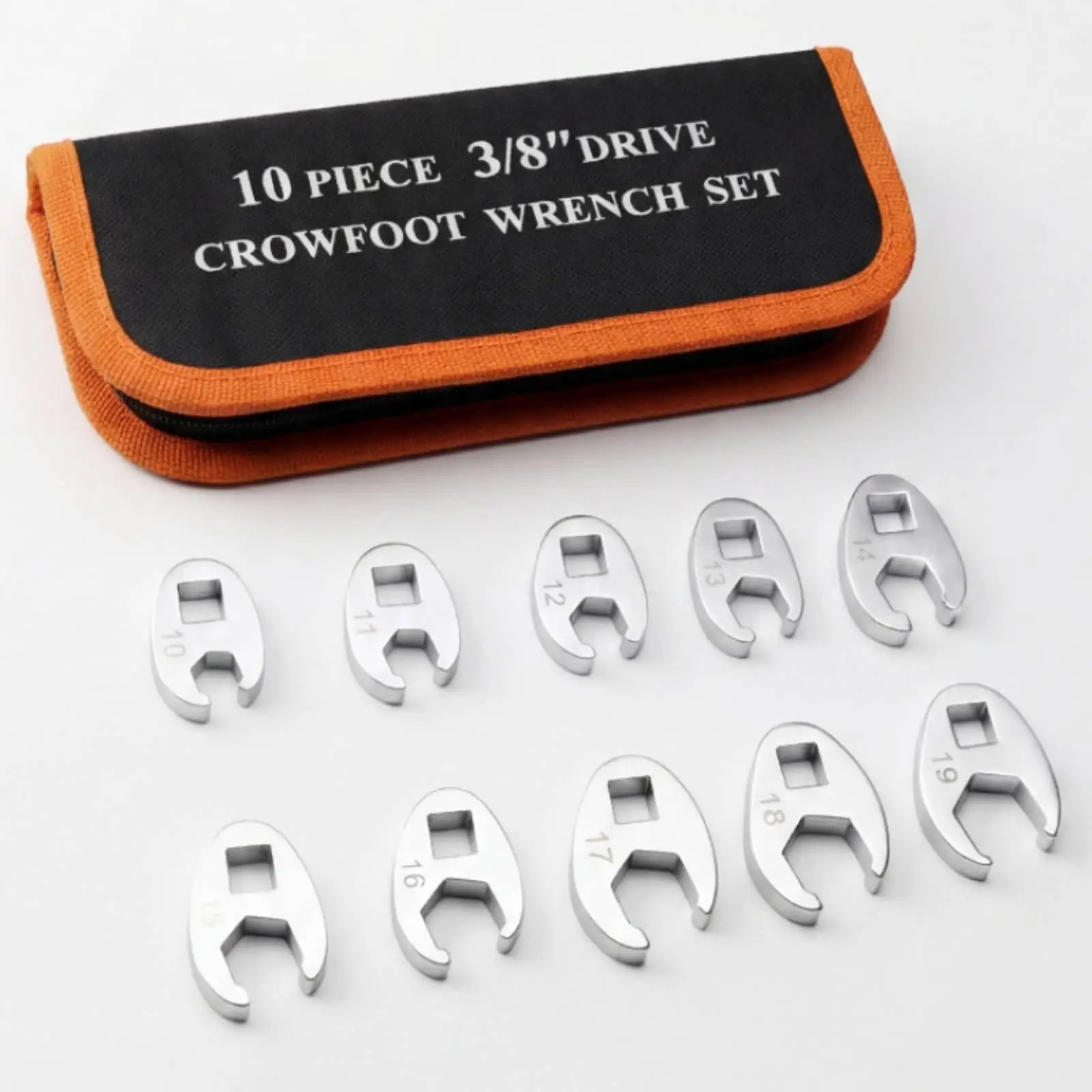 Open End Wrench Set 10-19mm Metric Crowfoot Tools 45 Steel Workshop Wrenches for Automotive Repair
