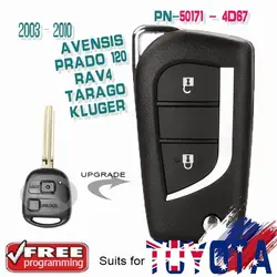 KEYECU 50171 aktualizacja 433MHz 4D6 7 zdalny klucz składany Fob dla Toyota Prado RAV4 Kluger Avensis Tarago 2003-2010