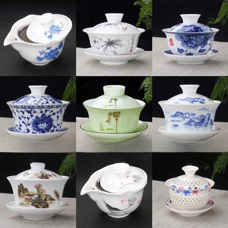 

Ceramic Tea Cup Ceramic Tea Bowl Single Three Talent Bowl Dehua Jade Porcelain Gongfu Steeping Cup Chinese White Craft