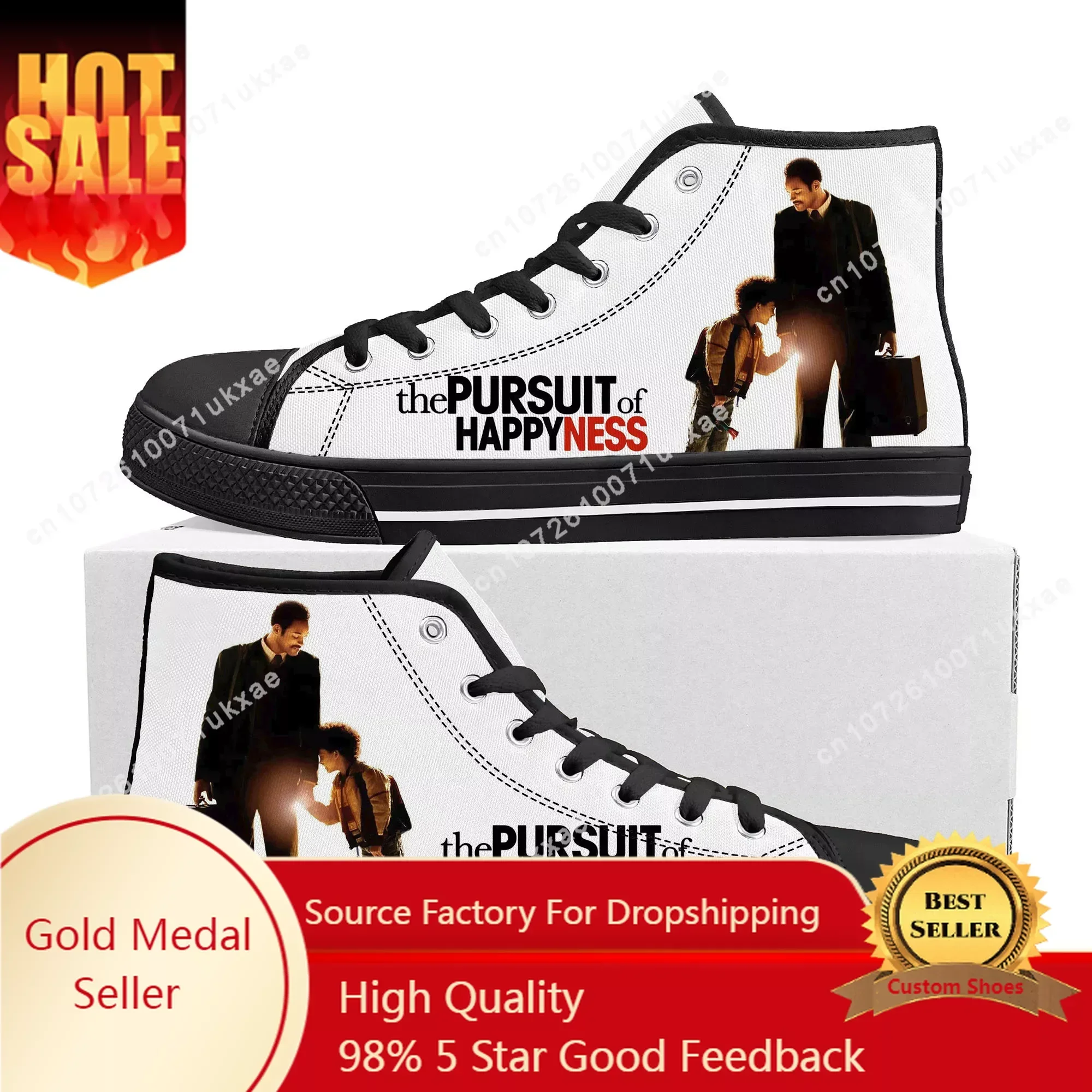 

pursuit of happyness movie High Top Sneakers Mens Womens Teenager High Quality Canvas Sneaker couple Shoe Casual Custom Shoes