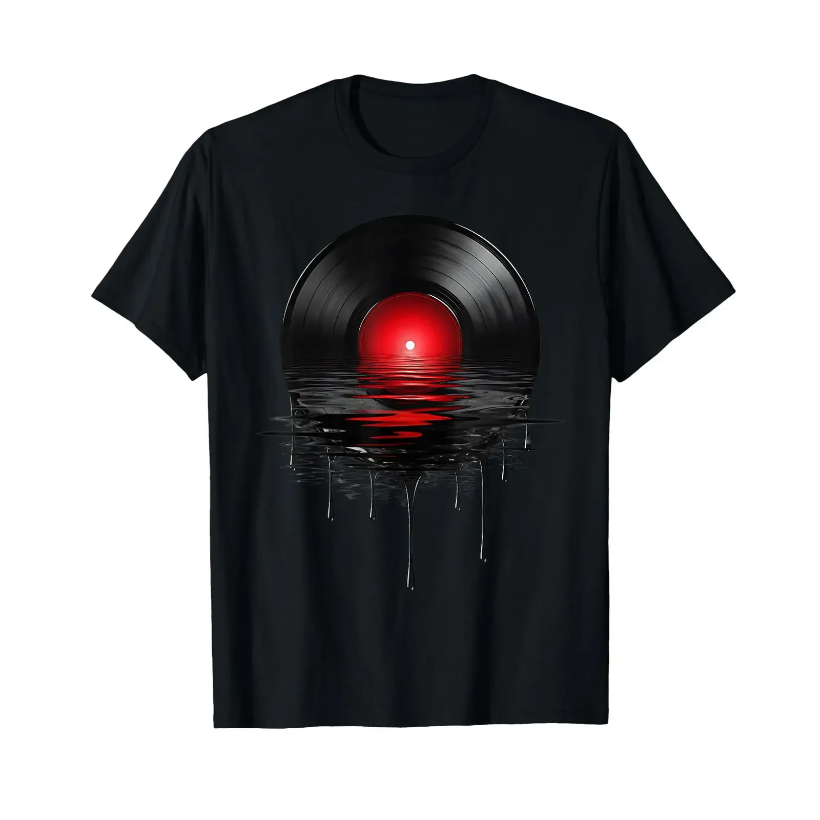 Melting Vinyl Record Vintage Sunset Drip Lovers T Shirt vintage Washed Versatile fashion Casual graphic Comfortable