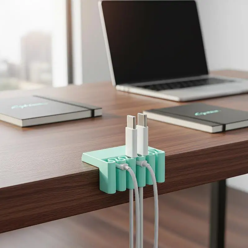 5pcs 3D Printed Desk Cable Organizer Clip – Multi-Slot USB Cord Holder, Edge Management, Home Office