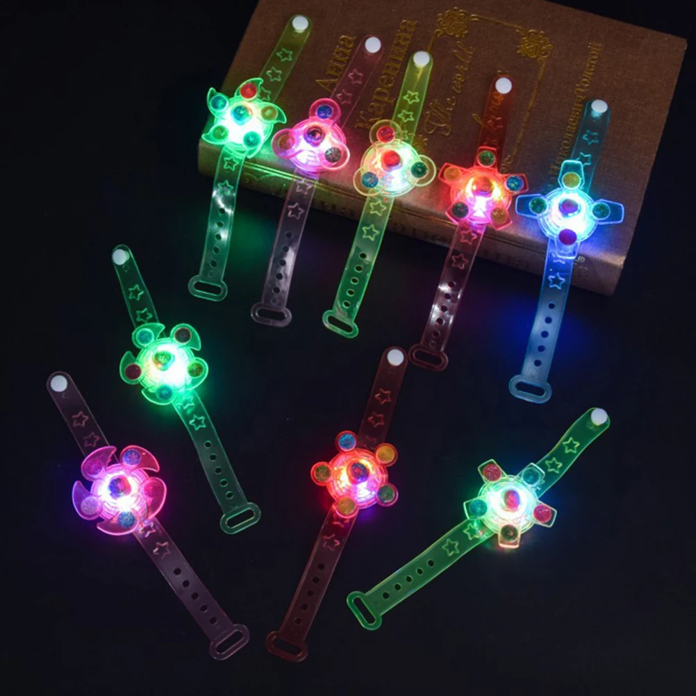 

18 Pcs Luminous Gyro Bracelet Wrist Band Toy Jewelry Flash Glowing for Kids Child
