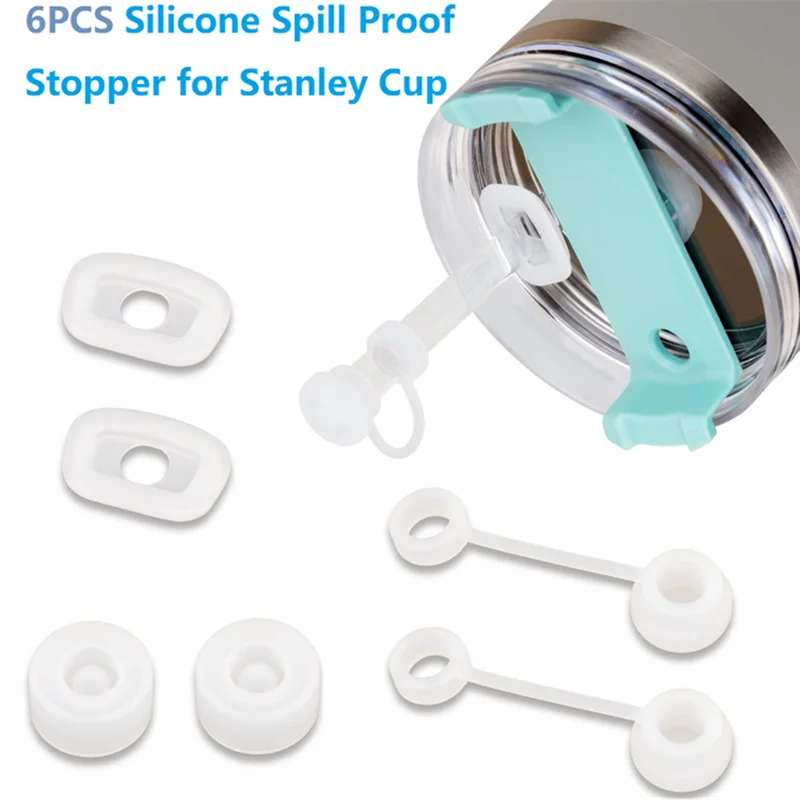 6PCS Silicone Spill Proof Stopper for Stanley Cup 1.0 40/30/20 Oz, Leakproof Silicone Seal Kit for Stanley Spill Stopper