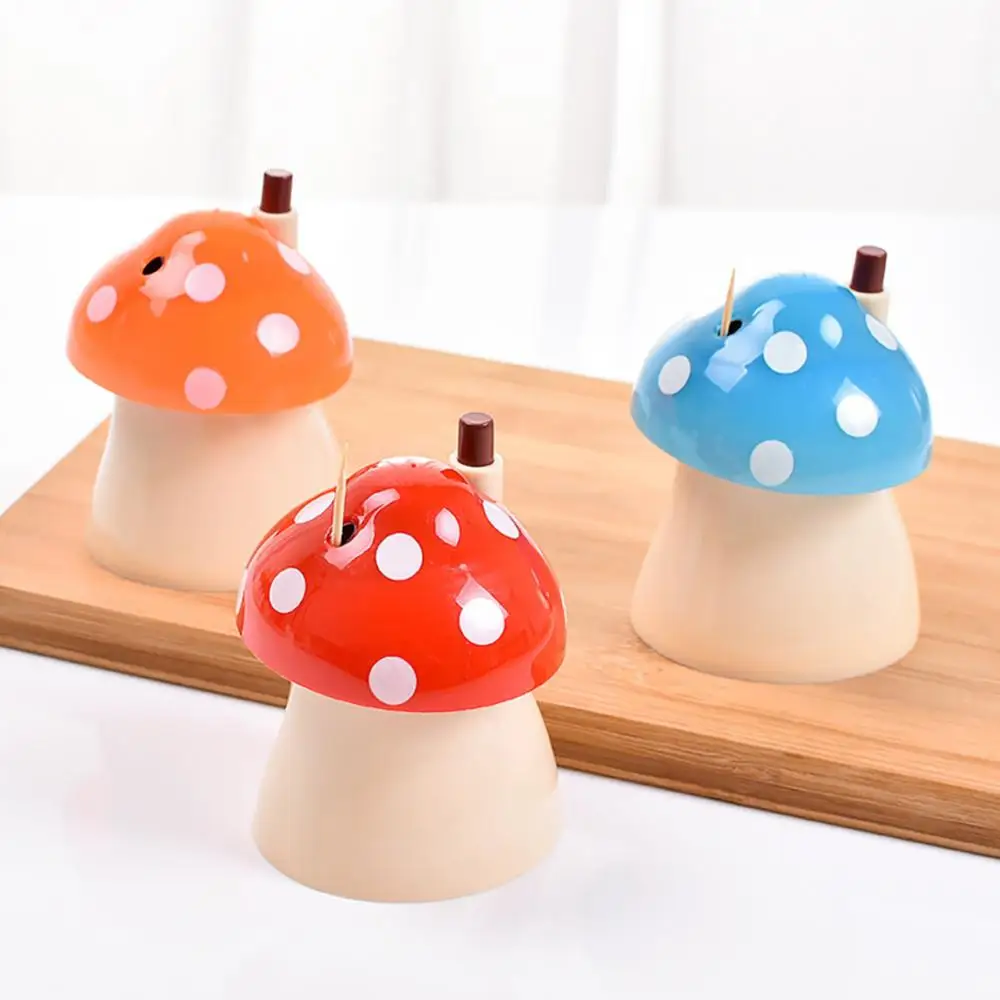 9.7*7cm Toothpick Holder Mushroom Shape Automatic Toothpick Storage Box ABS Toothpick Dispenser Holder Kitchen Desktop Organizer