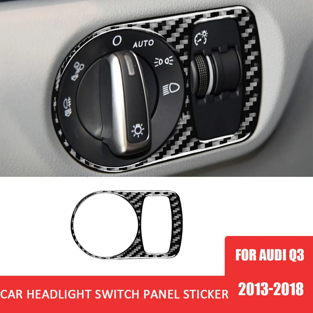 

Car Headlight Switch Panel Trim Sticker Real Carbon Fiber Decal for Audi Q3 2013-2018 Auto Interior Decoration Accessories
