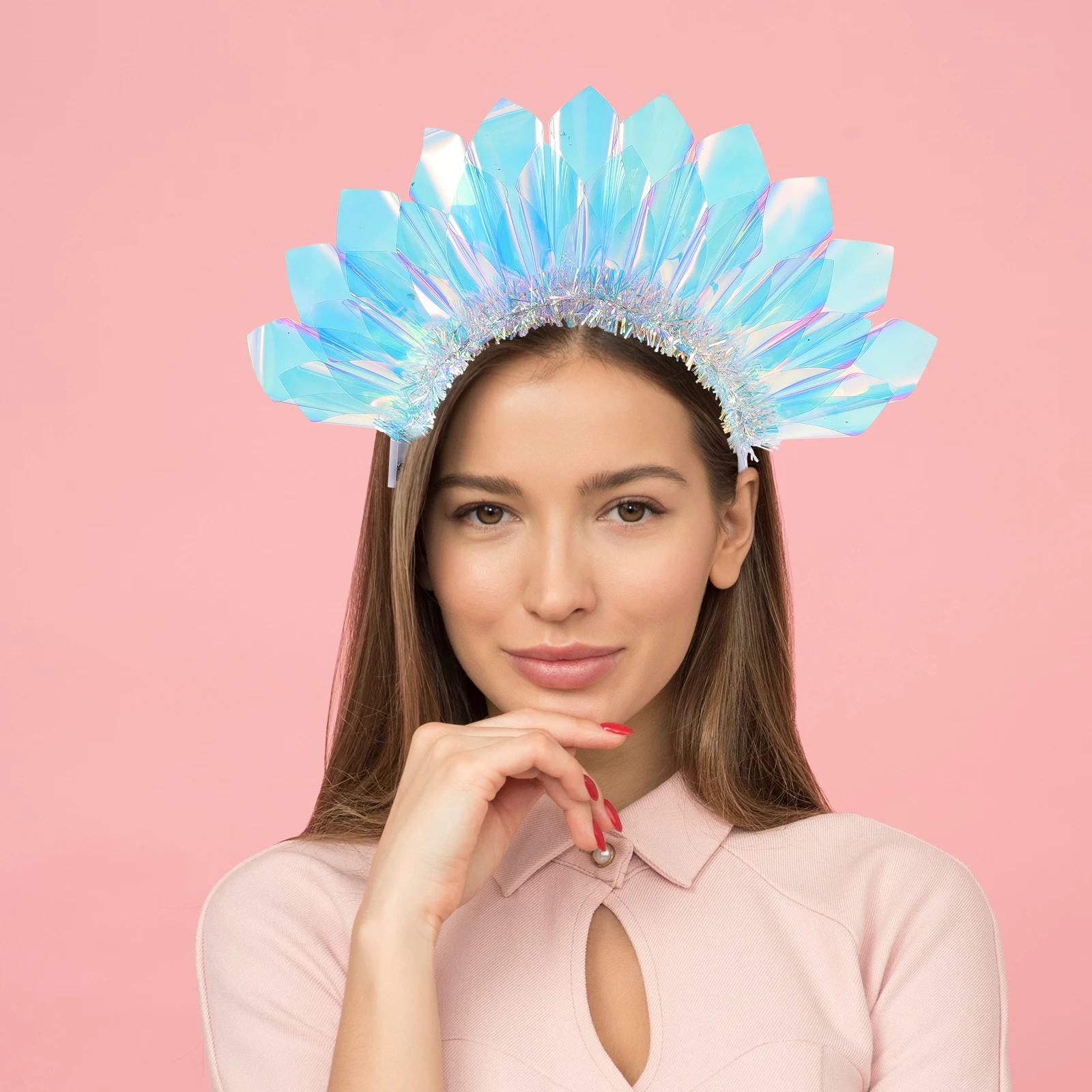 

Цветная пленка, повязка на голову, светодиодная подсветка, ПВХ, пластиковая основа, радужная проволока, женские аксессуары для волос, милая блестящая фотокапля, маленькая