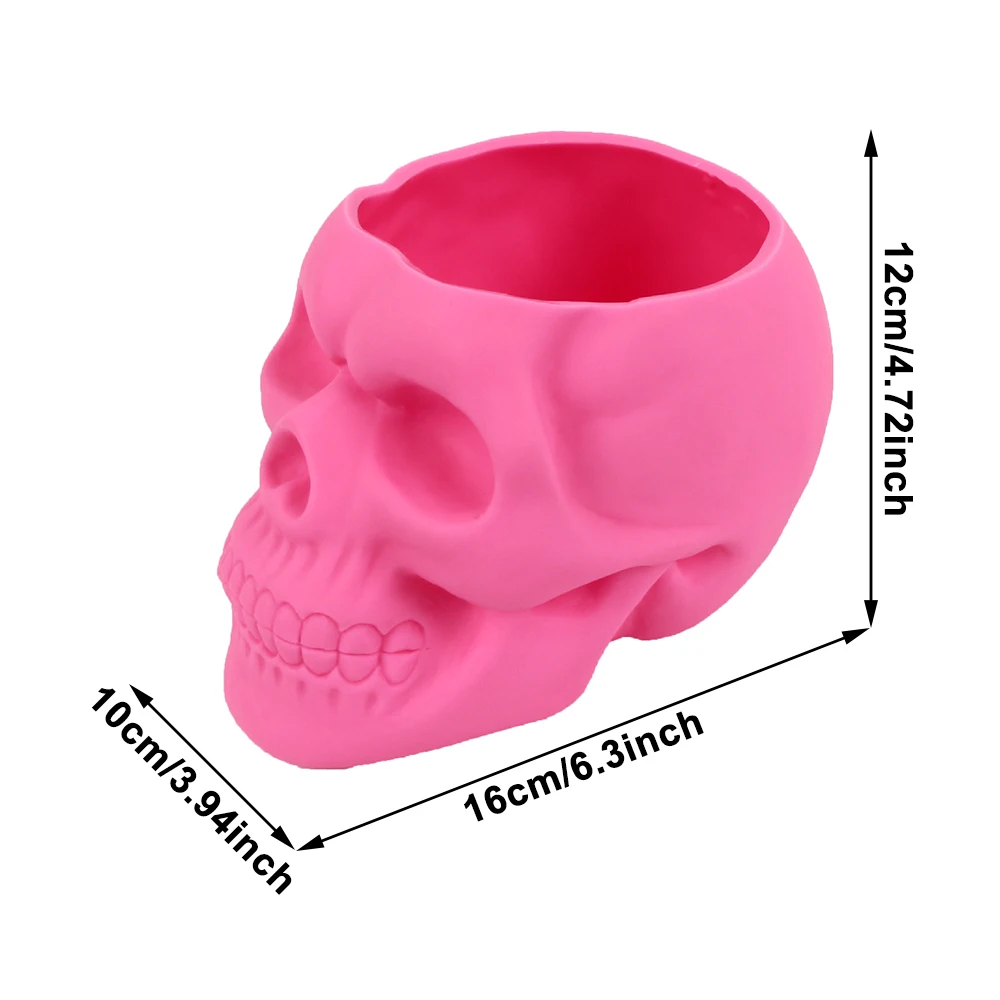 Skull Planter Vase Gothic Skull Flower Pot Goth Plant Pots Succulent Planters For Home Decor Halloween Decoration Pen Holder