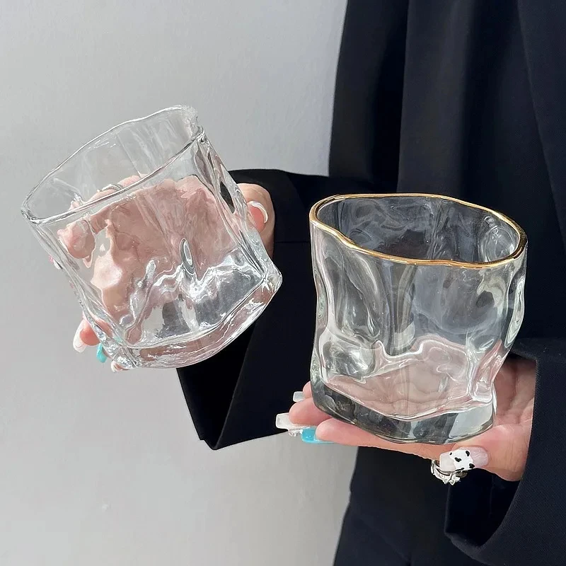 280ml Irregular Twist Cocktail Glass, Bar Transparent Crystal Multi-color Whiskey Wine Cup, Fashion Creative Beverage Glass Mug