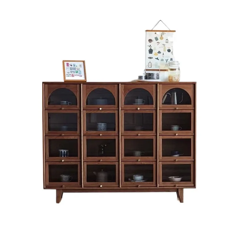 Figure cabinet solid wood, retro display cabinet edge, cherry wood medieval furniture