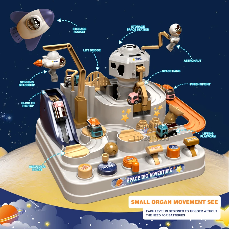 Zestawy torów kolejowych do samochodów wyścigowych Zabawki edukacyjne dla dzieci Gra przygodowa Mechaniczne interaktywne zwierzęta Rakieta kosmiczna Zabawka