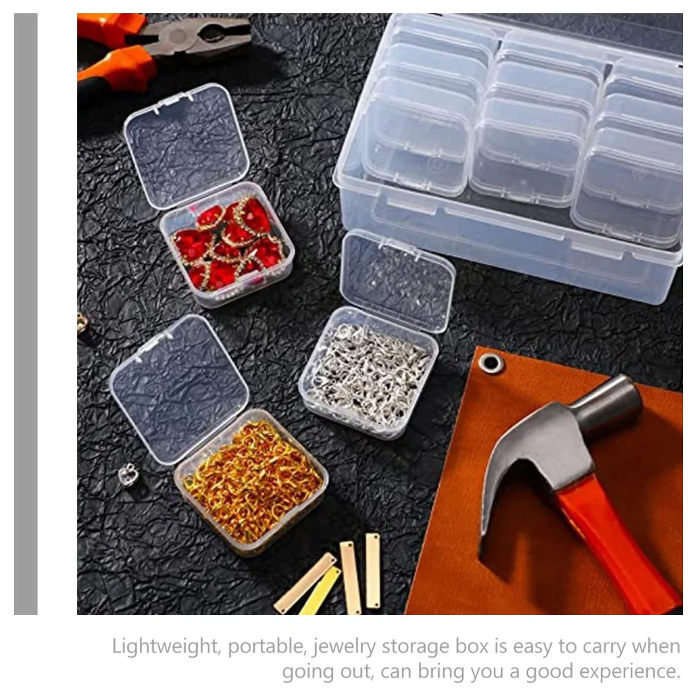 

1Set Transparent Plastic Storage Box Jewelry Holder with Dividers Portable Organizing Box for Necklaces Rings Earrings Bead