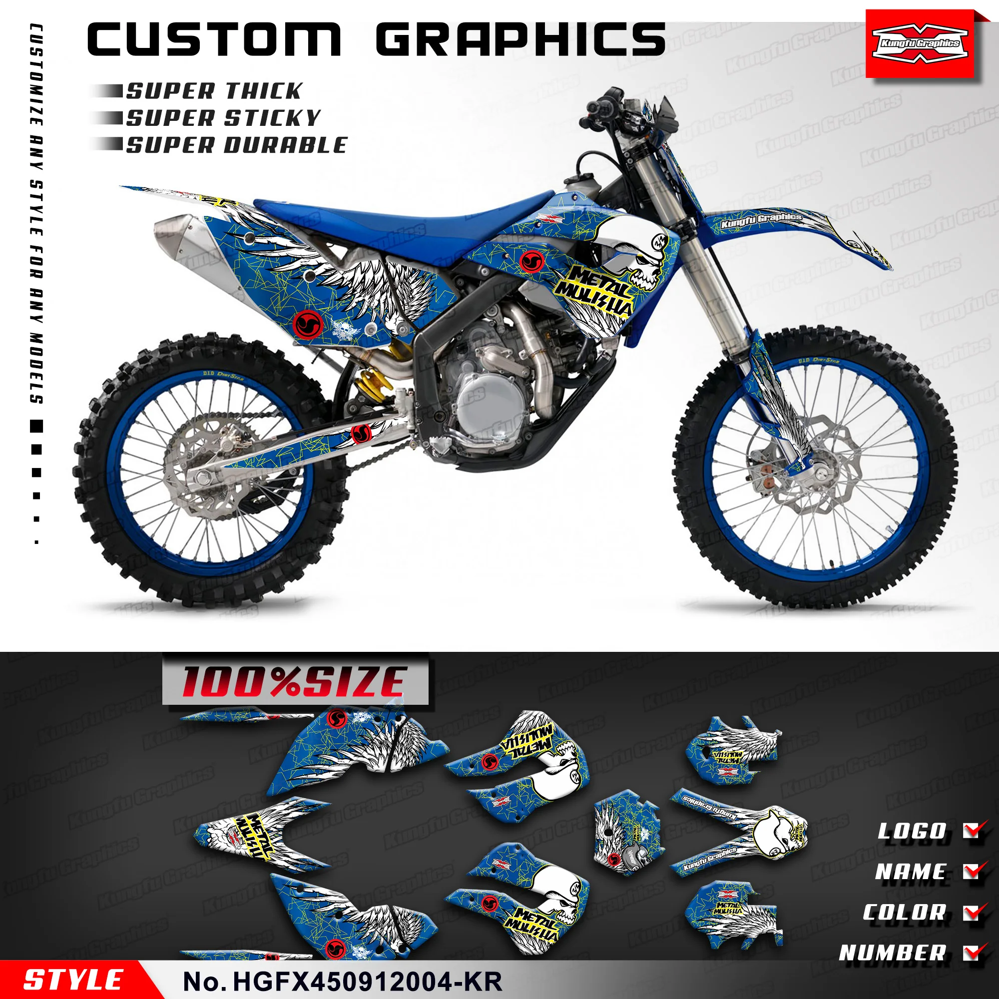 

KUNGFU GRAPHICS Decals Stickers Vinyl Graphics for Husaberg FX 450 2009 2010 2011 2012, HGFX450912004-KR