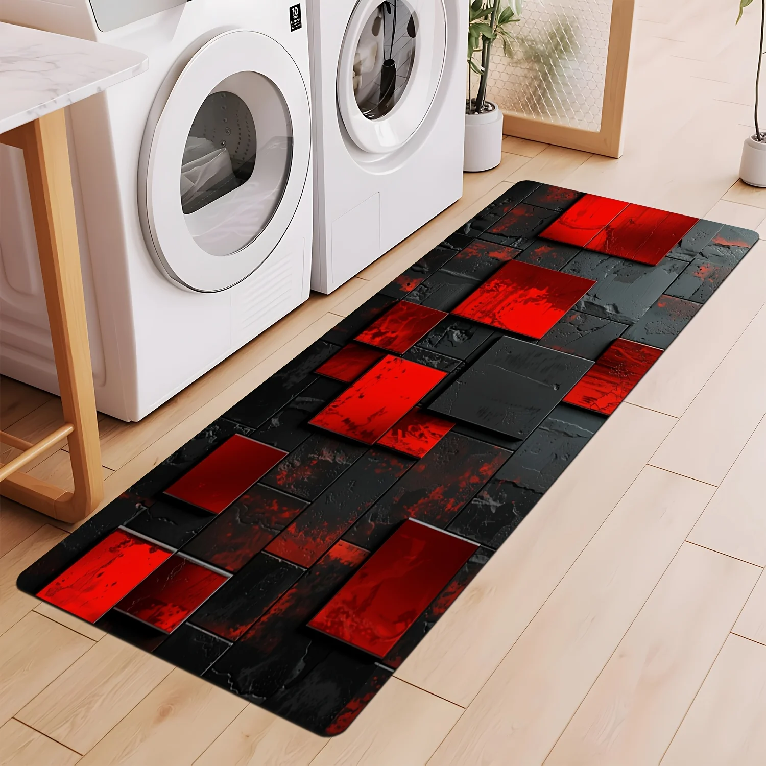 Commercial Kitchen Tiles - Kalın Kırmızı ve Siyah 3D Karo