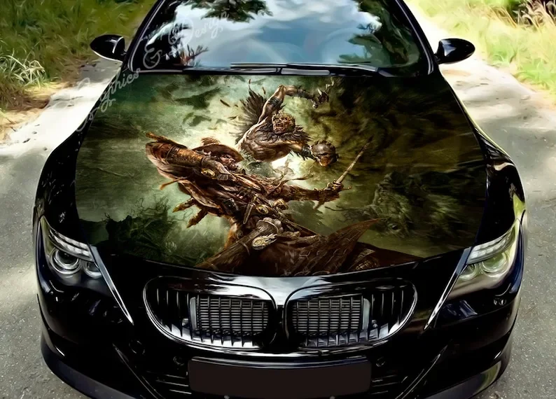 

Car hood wrap decal, vinyl, sticker, graphic, truck decal, truck graphic, bonnet wrap decal, skull, f150, dead, fantasy battle