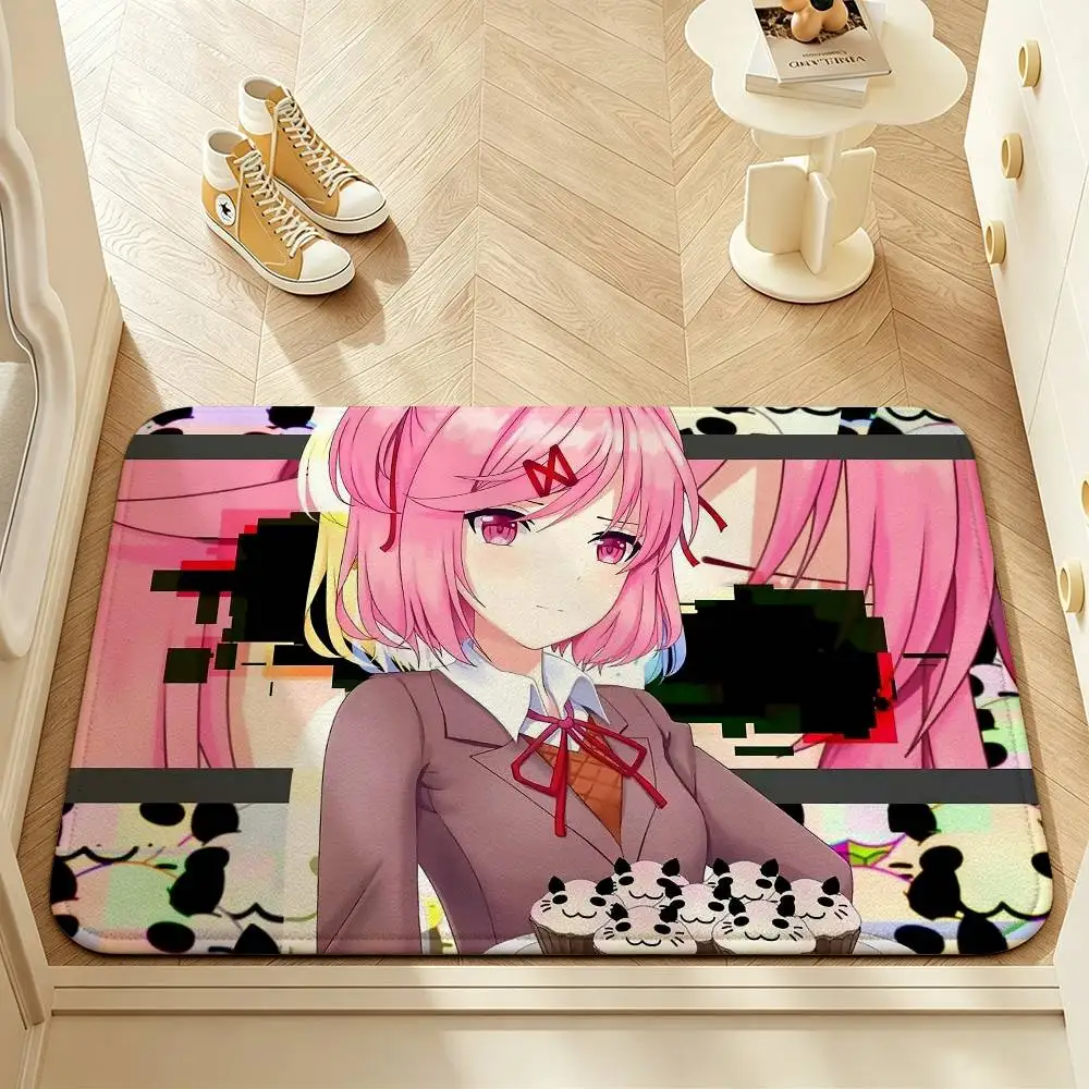 Cute D-Ddlc N-Natsuki Doki Short Plush Rug Carpet mat Machine Washable Soft Comfortable Anti‑Slip Floor Mat Home Decor