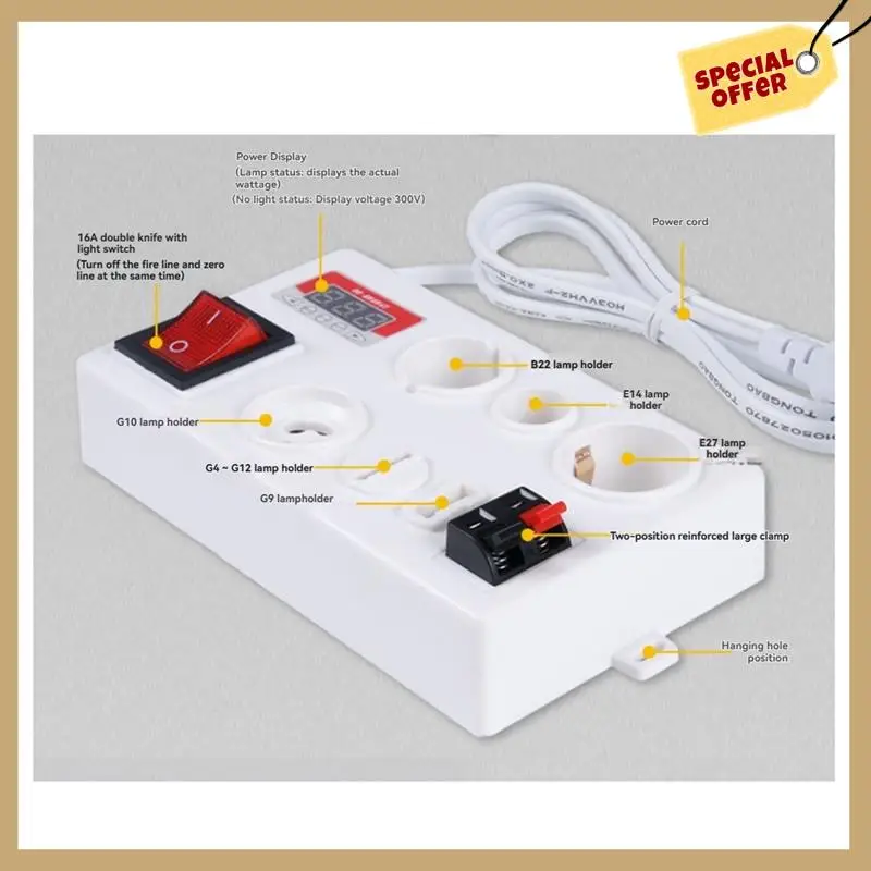 Kinerja Stabil-E27 B22 E14 Lampu Bohlam Tester Lampu LED Tegangan Daya Kotak Uji Cepat Pengujian Cepat dengan Tampilan Daya Steker AS