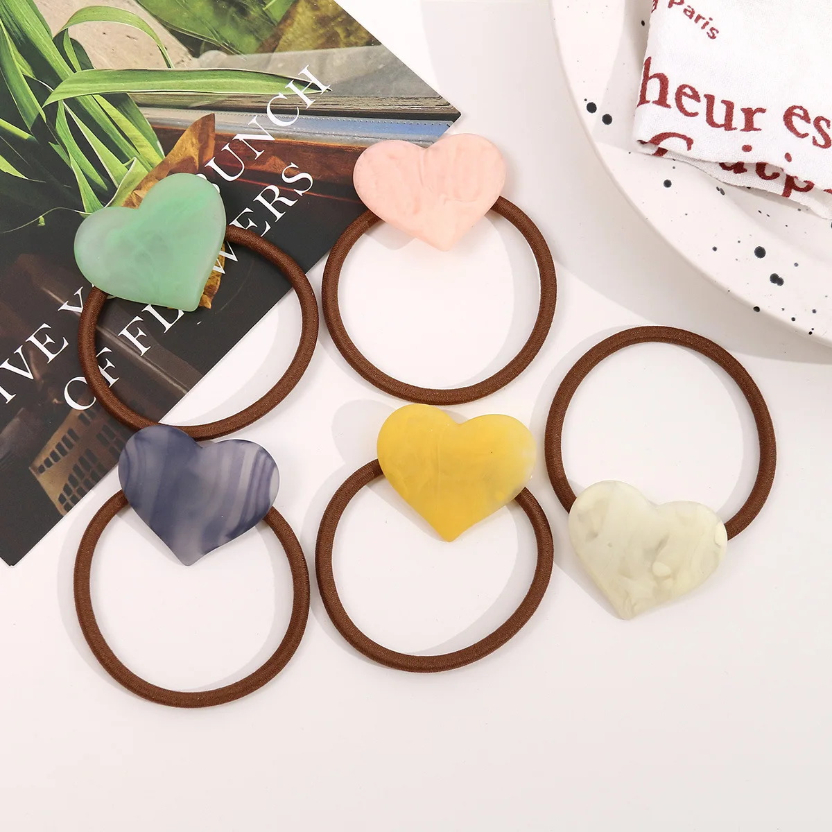 2pcs korean style heart shape chill hair ties for women cute hair accessories for girls female barrettes