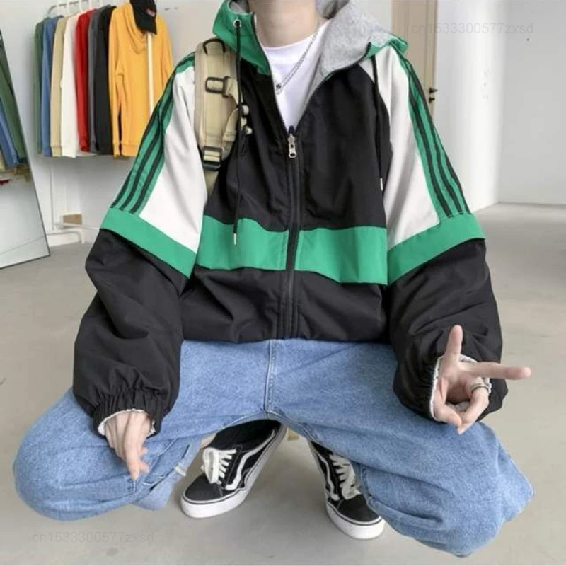 Xiaomi-chaqueta con capucha para hombre, abrigo holgado de doble capa con cremallera, versión coreana, primavera y otoño, novedad de 2023