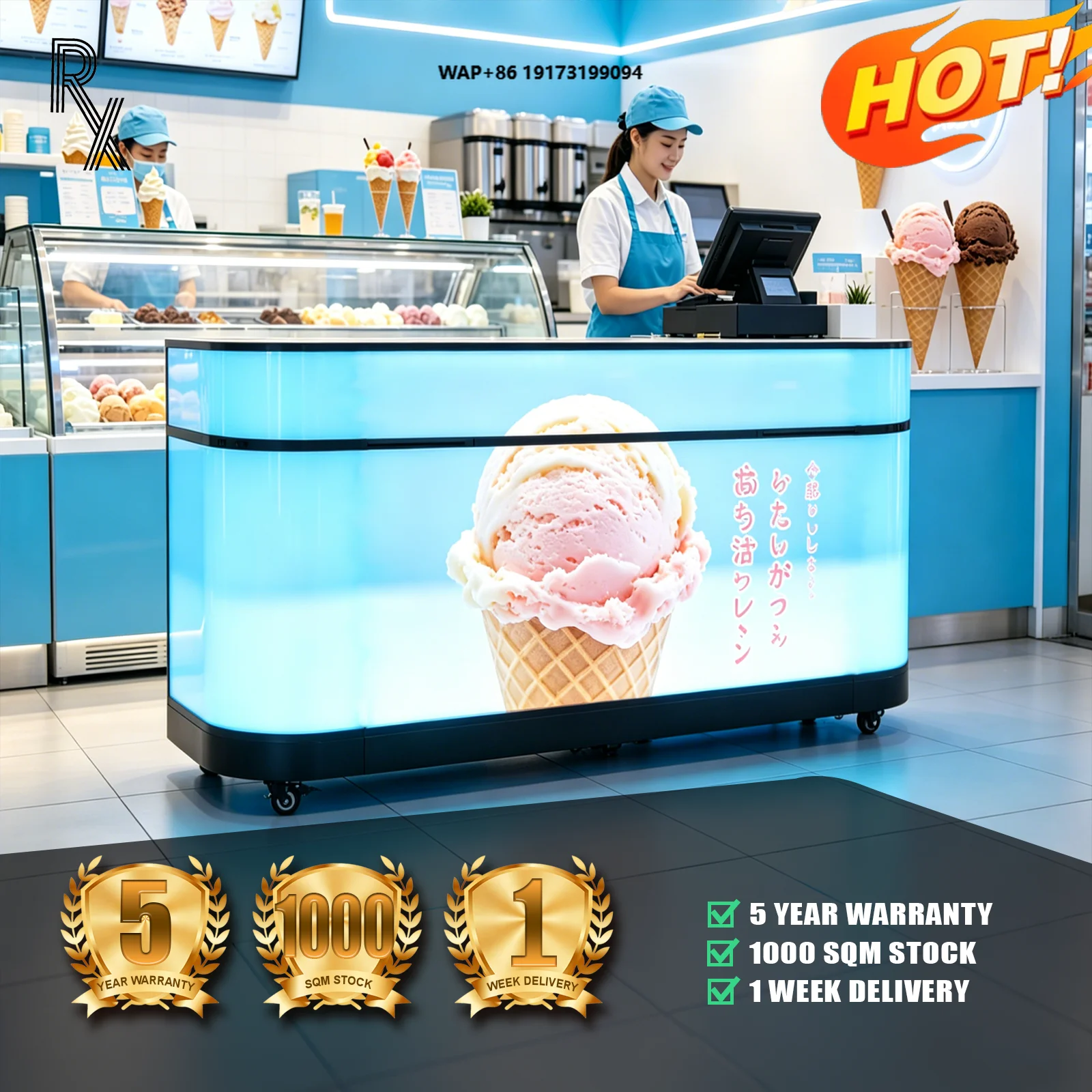 RX Hot Sell GOB Indoor Bar Counter DJ Booth LED Display Screen Wheels 4K HDR10+ 5-Year Warranty Shopping Mall Music Party Events