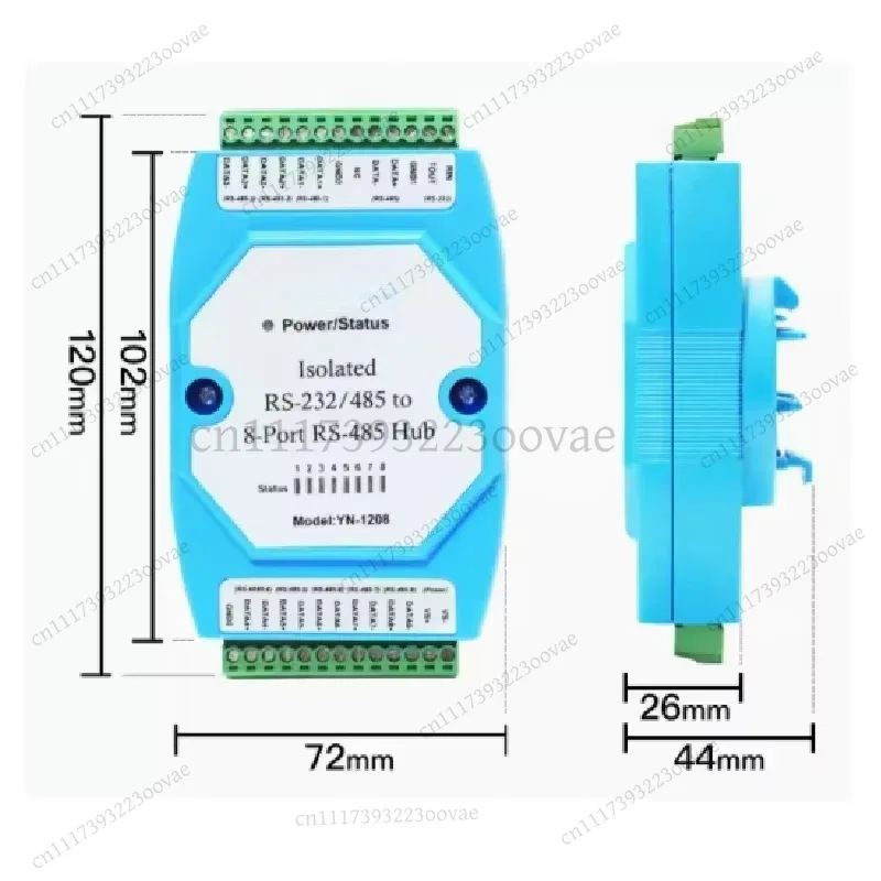 Industrial Grade Photoelectric Isolation Bidirectional 8 Port RS485 Hub Relay Distributor Signal Repeater Converter Module