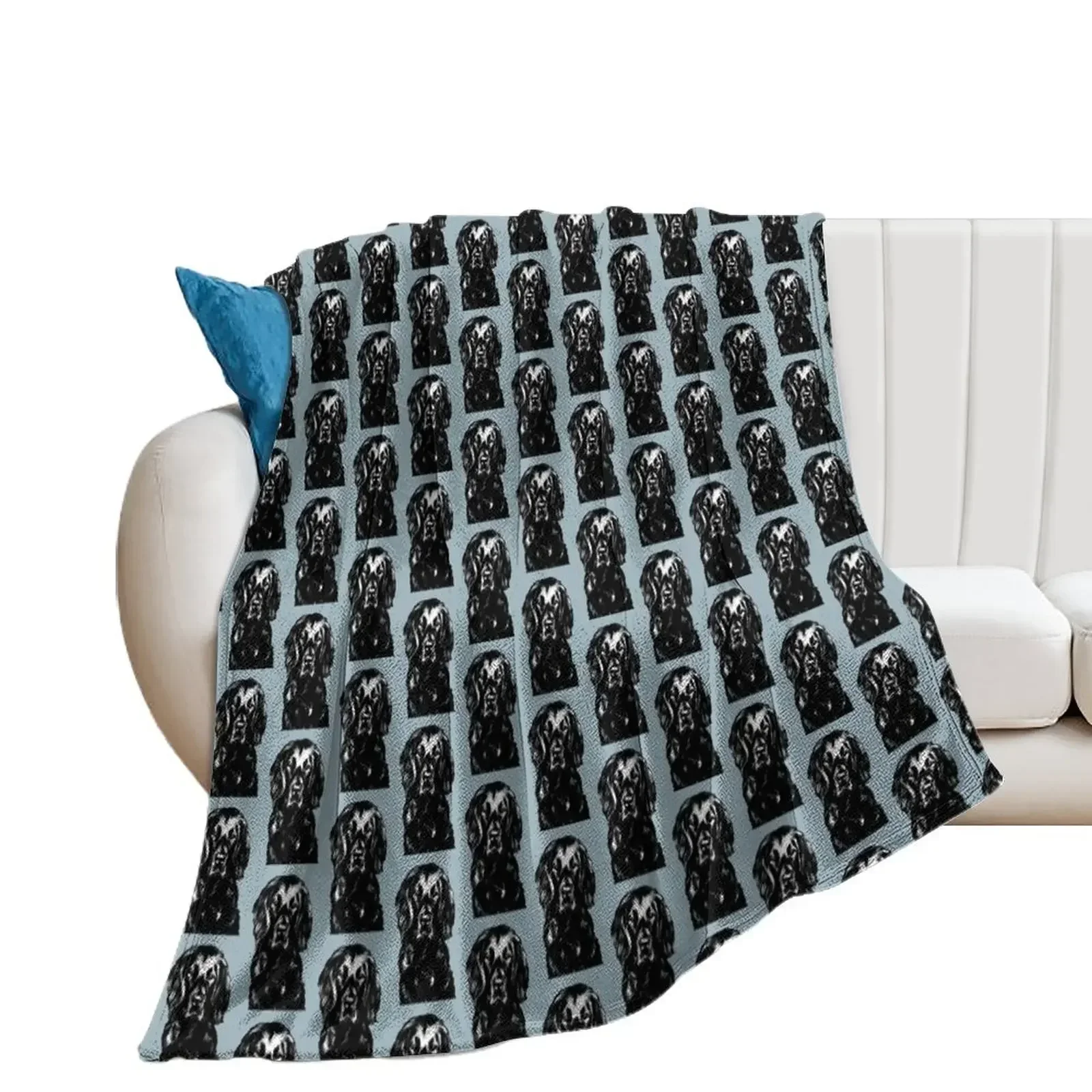 Flat Coated Retriever ~ Black and white Throw Blanket Sofa Throw Soft Beds Warm Blankets