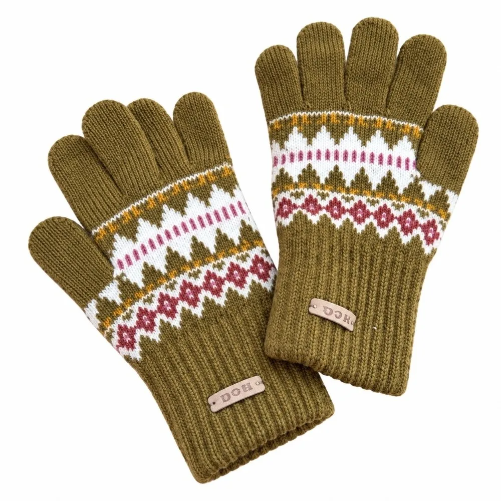 New Jacquard Knitted Gloves Touchscreen Warm Five Finger Mittens Winter Gloves Girls