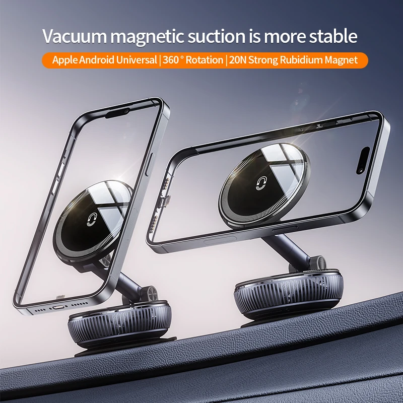 

D18 20N Vacuum Magnetic Car Mount – 720° 3‑Axis Foldable, Strong Suction, No Residue for iPhone 12‑17 & Android