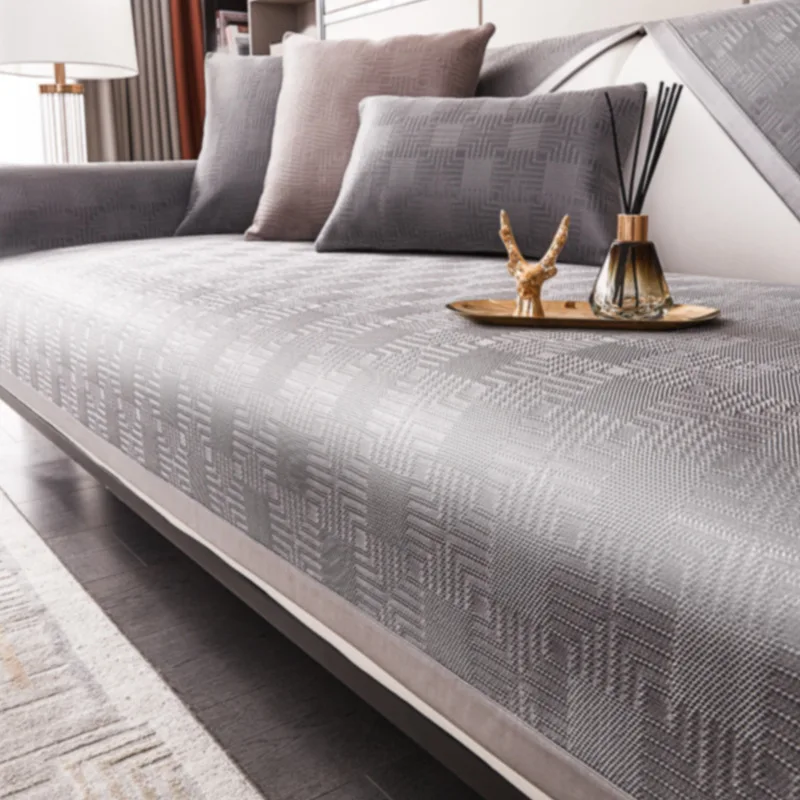 

Luxury Ice Silk Sofa Cushion for Summer Modern Simple High - end Cooling Mat Non - slip Seat Cushion for Leather Sofa Covers