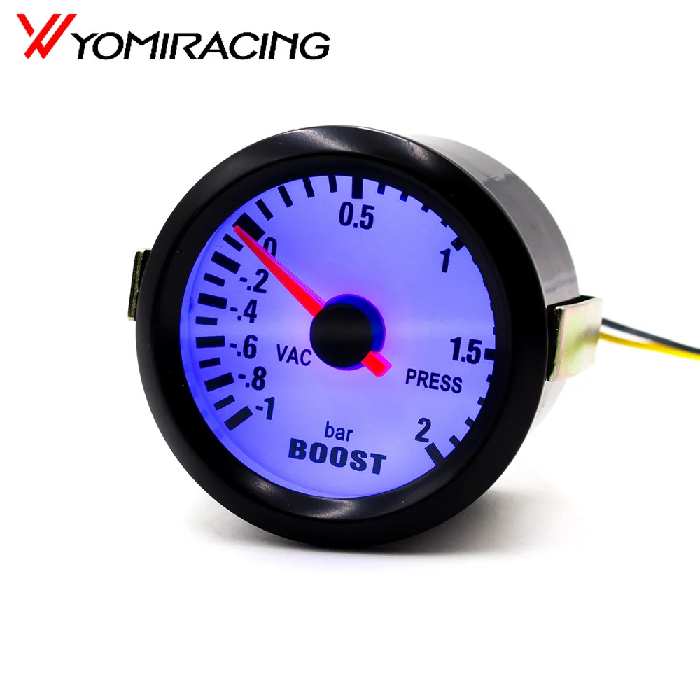 

YOMI 2"52mm Mechanical 12V Car Turbo Boost Gauge -1~2Bar Black Turbo Boost Meter Blue LED Auto Car Gauge Meter