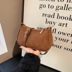 Faux Suede Small Square Shoulder Bags Solid Fashion High Quality Two-Purpose Women's Bags 2024 Bolsos De Mujer De Alta Calidad