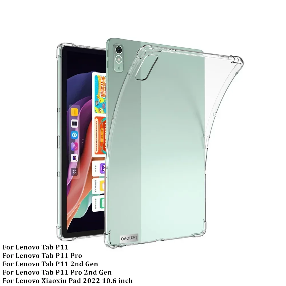 Étui pour tablette pour Lenovo Tab P11 2nd Isabel 2023, Xiaoxin Pad 10.6, 2022, P11 Plus 11 ", P11 Pro 11.5, 11.2, étui en TPU souple transparent